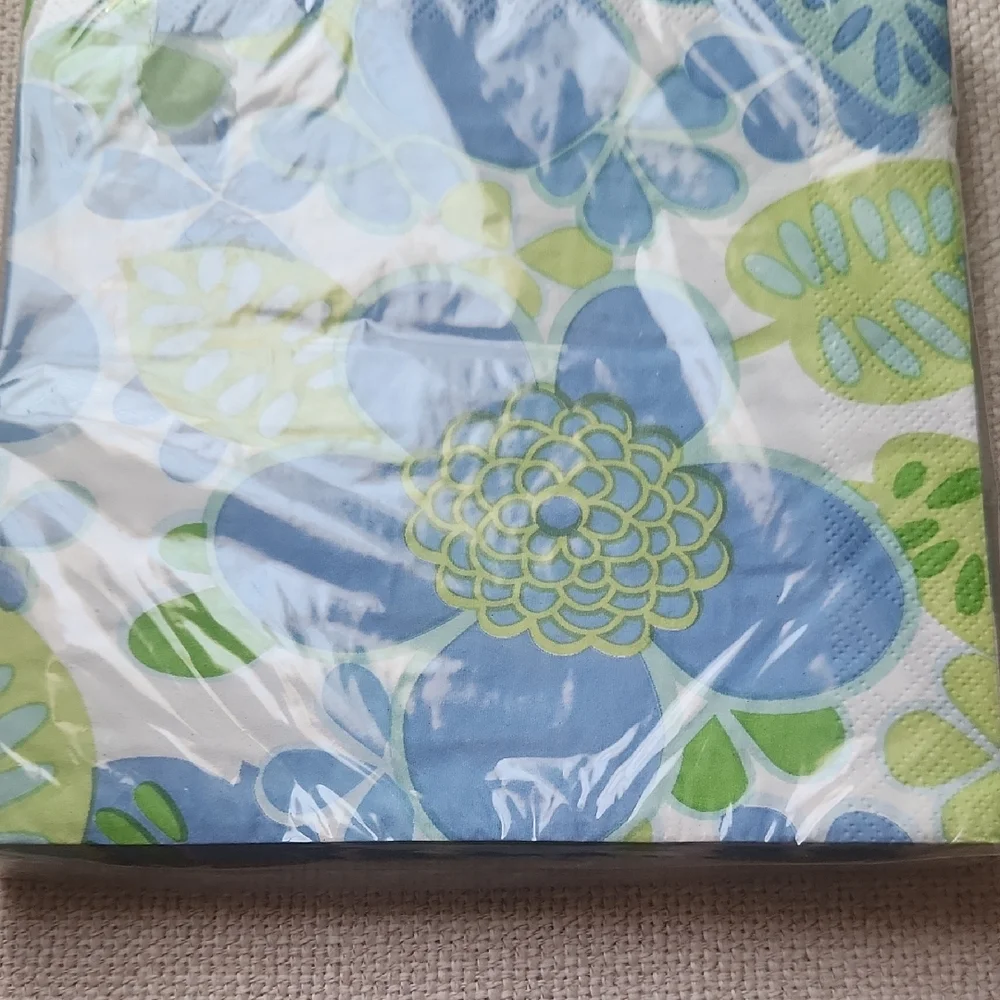 Floral Blue and Green Napkins Cool Hues 18 Napkins